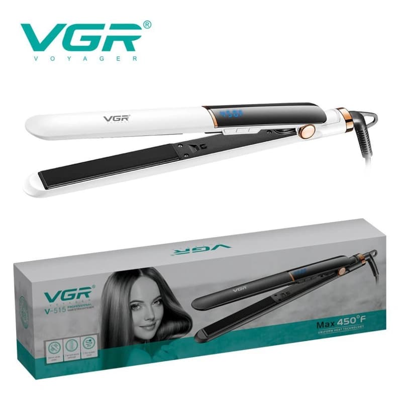 Выпрямитель для волос VGR V-515 WHITE, температура от 100°C до 210°C, керамическое покрытие, LED display, 50 Вт, фото 1