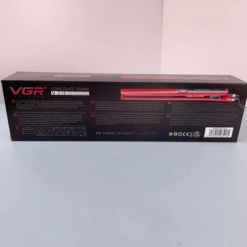 Выпрямитель для волос VGR V-518 RED, температура от 100°C до 230°C, керамическое покрытие, LED display, 40 Вт, фото 7
