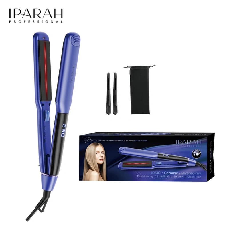Выпрямитель для волос IPARAH P-104B BLUE, 4 режима, 100-230°C, керамическое покрытие, LED display, 55-62 W, фото 1