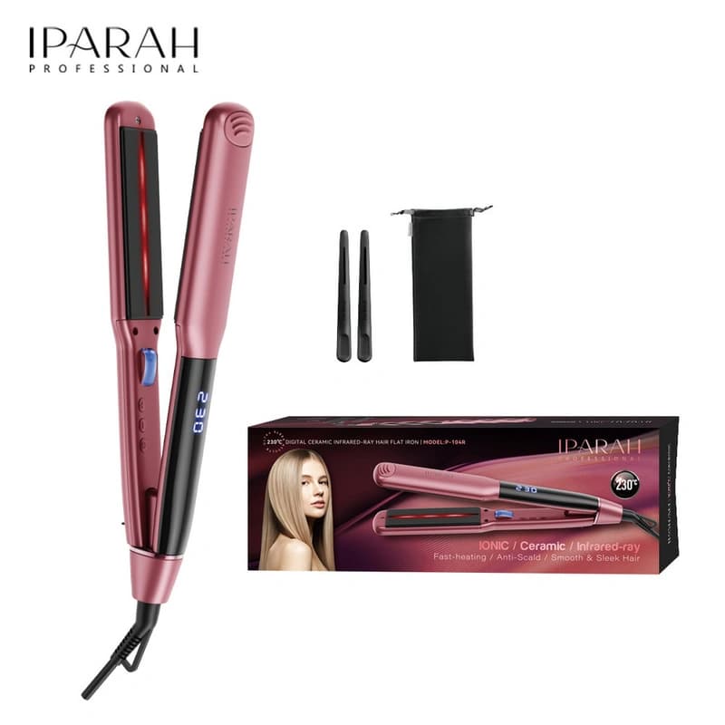 Выпрямитель для волос IPARAH P-104R PINK, 4 режима, 100-230°C, керамическое покрытие, LED display, 55-62 W, фото 1