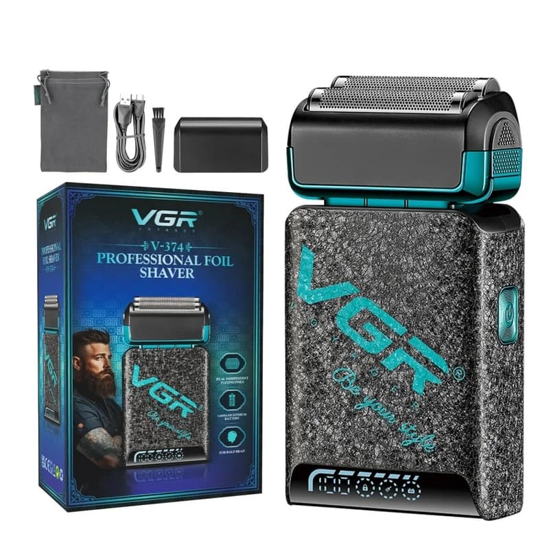 Електробритва VGR V-374 GREEN шейвер, подвійне лезо, LED display, фото 1