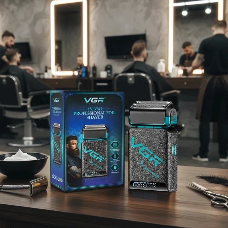 Електробритва VGR V-374 GREEN шейвер, подвійне лезо, LED display, фото 4