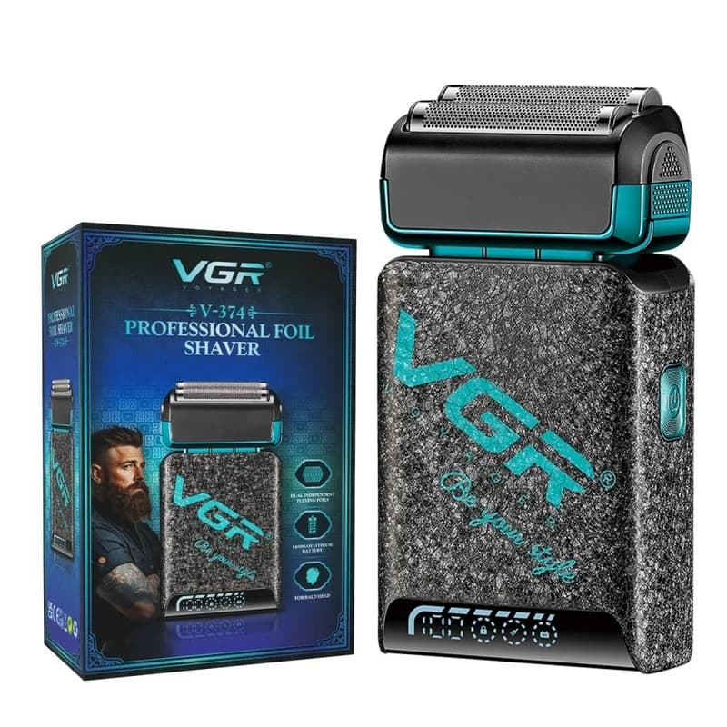 Електробритва VGR V-374 GREEN шейвер, подвійне лезо, LED display, фото 5