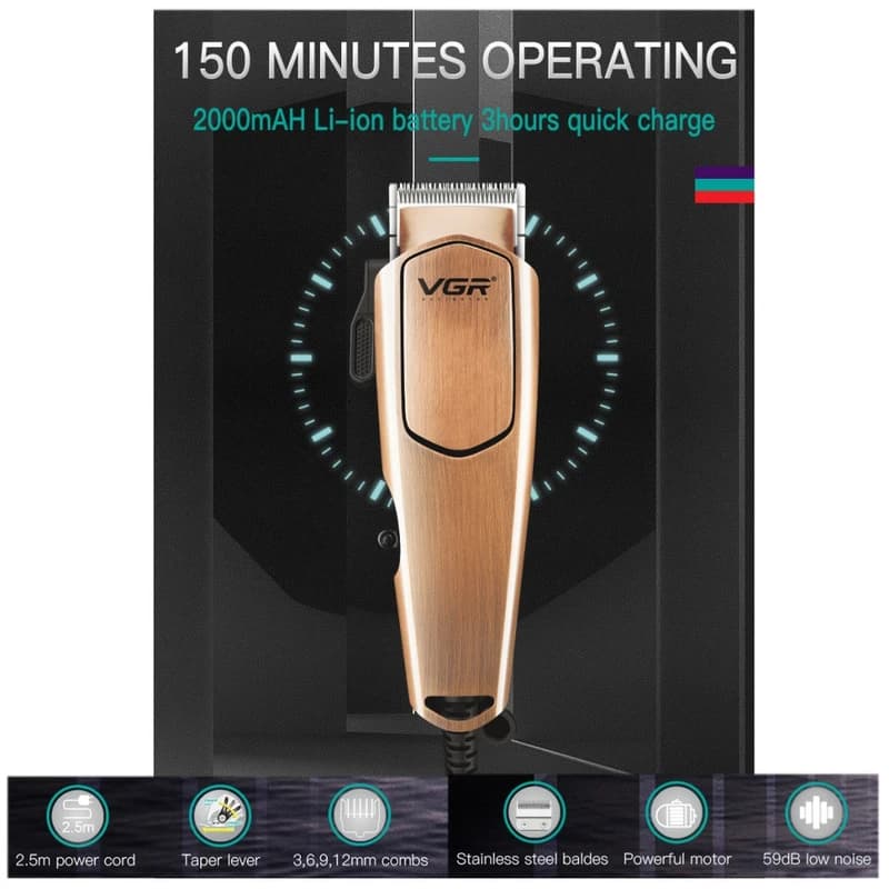 Машинка для стрижки (clipper) VGR V-131, 4 насадки, фото 9