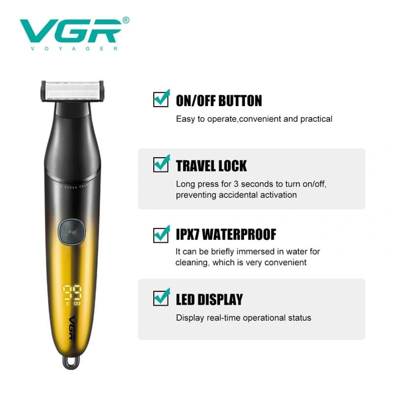 Электростанок VGR V-339S GOLD, 4 насадки, IPX7, фото 9