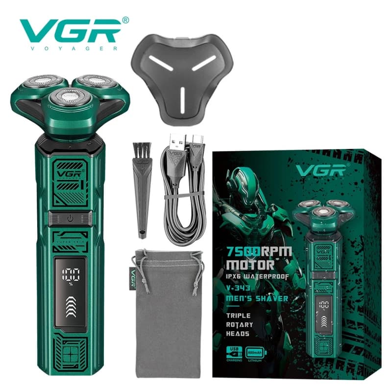 Электробритва VGR V-343, роторная, IPX6, 7500 RPM, LED display