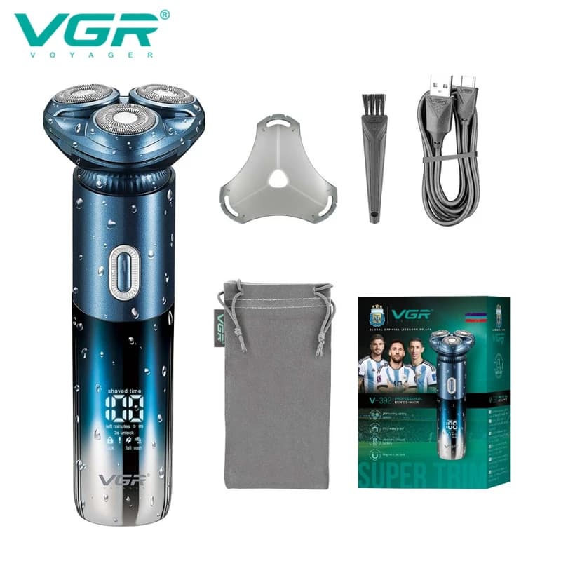 Электробритва VGR V-392 BLUE, роторная, IPX7, LED display