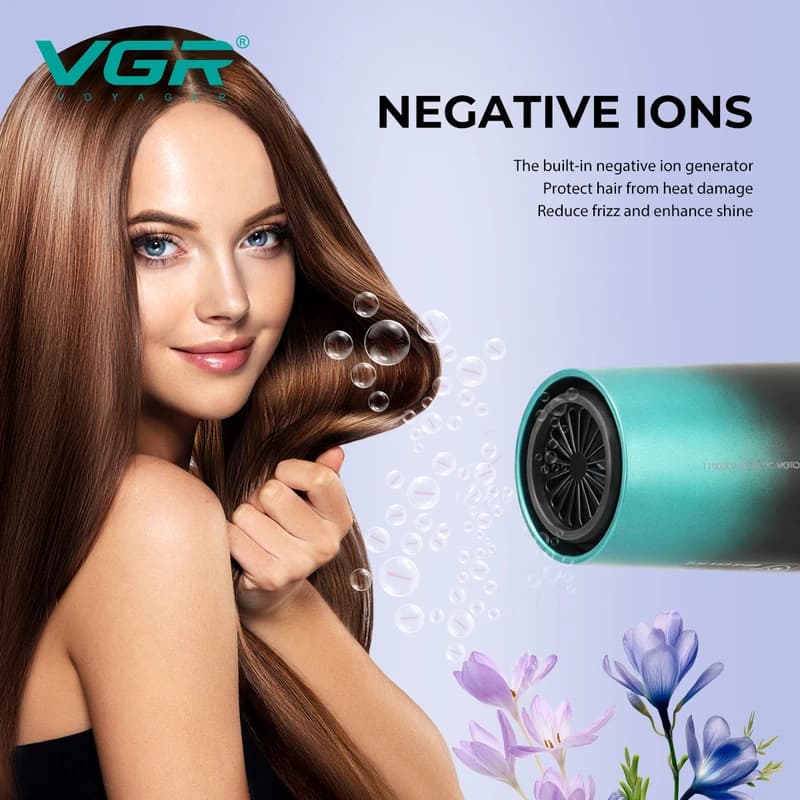 Фен професійний VGR V-442 BLUE, 3 швидкості, 3 режими температури, 110000 RPM, 1800-2200Вт, фото 3