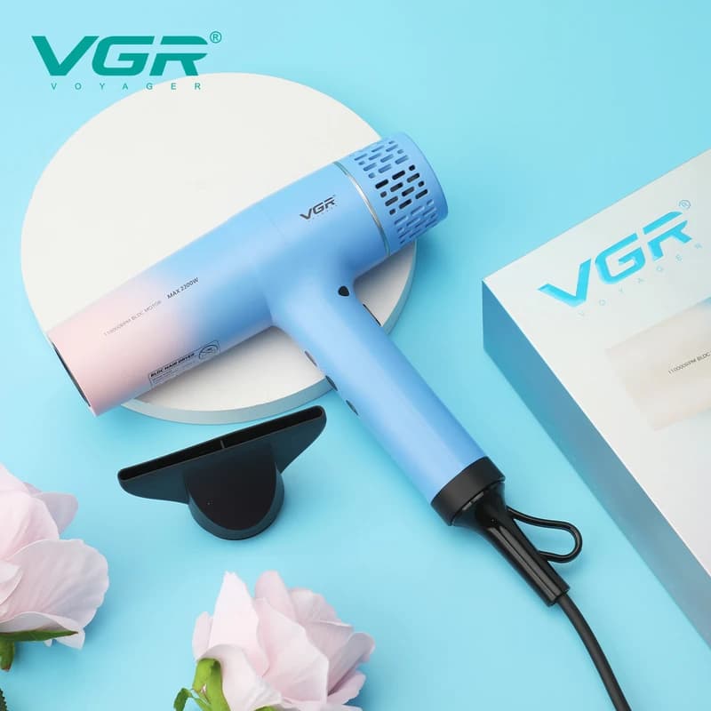 Фен професійний VGR V-442 BLUE, 3 швидкості, 3 режими температури, 110000 RPM, 1800-2200Вт, фото 7