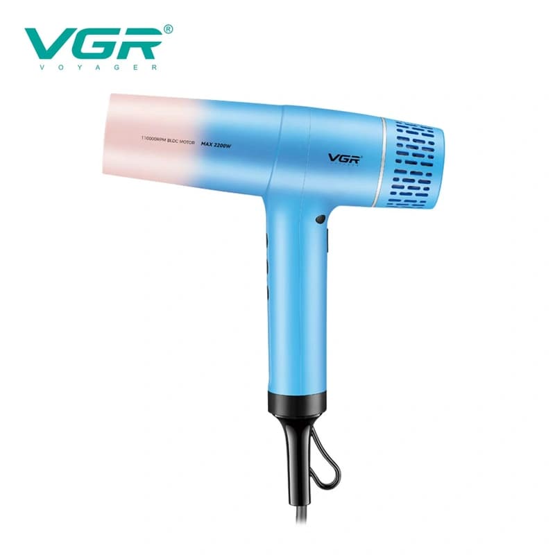 Фен професійний VGR V-442 BLUE, 3 швидкості, 3 режими температури, 110000 RPM, 1800-2200Вт, фото 9