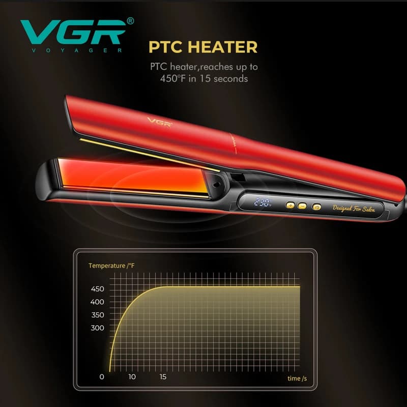 Выпрямитель для волос VGR V-517 BLACK, 150-230°C, титановое покрытие, LED display, фото 7