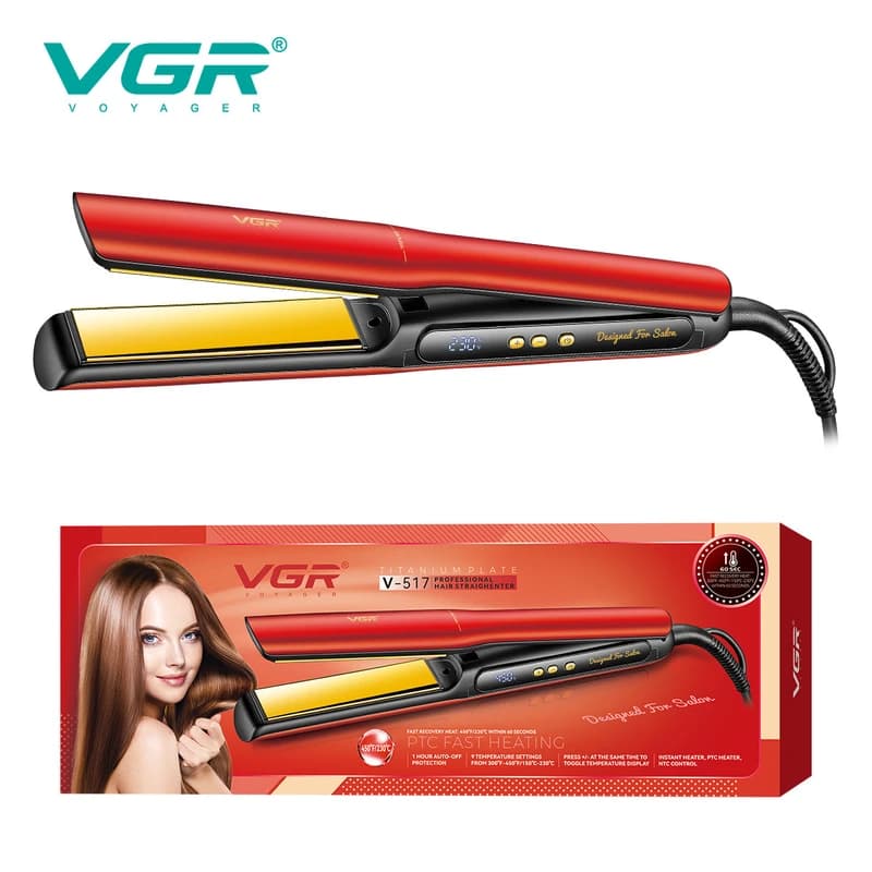 Випрямляч для волосся VGR V-517 RED, 150-230 ° C, титанове покриття, LED display, фото 2