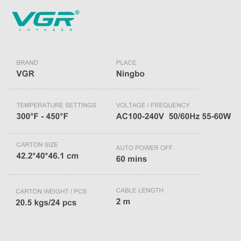 Випрямляч для волосся VGR V-517 RED, 150-230 ° C, титанове покриття, LED display, фото 5