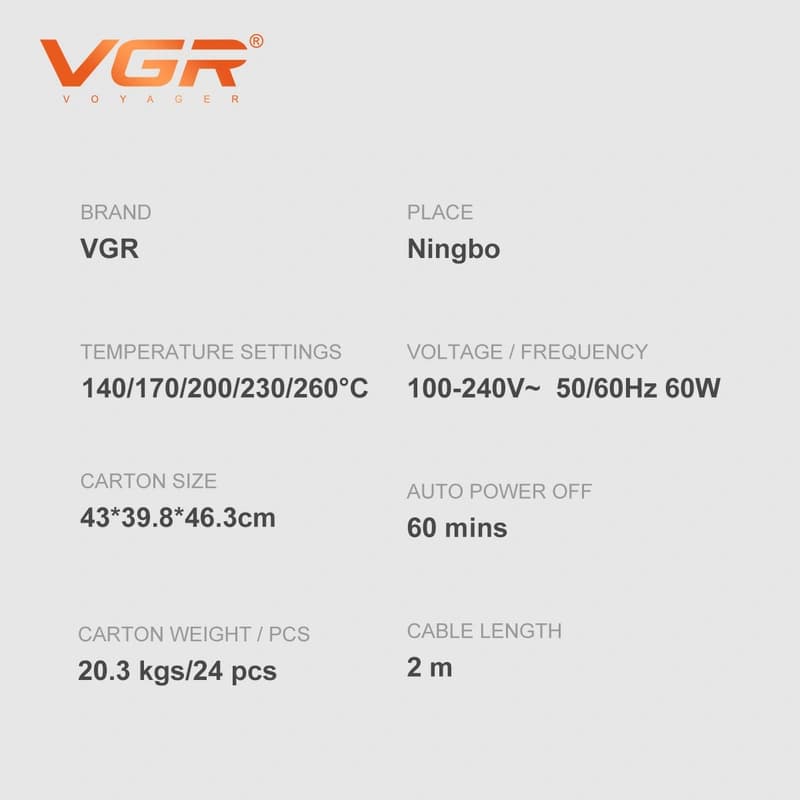 Выпрямитель для волос VGR V-553 GREEN, 140-260°C, керамическое покрытие, LED display, фото 5