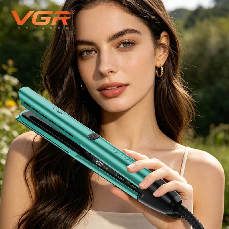 Выпрямитель для волос VGR V-553 GREEN, 140-260°C, керамическое покрытие, LED display, фото 6