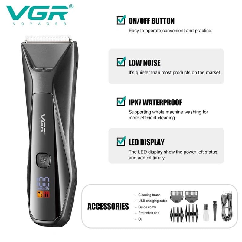 Тример VGR V-938, 4 насадки, LED display, фото 4
