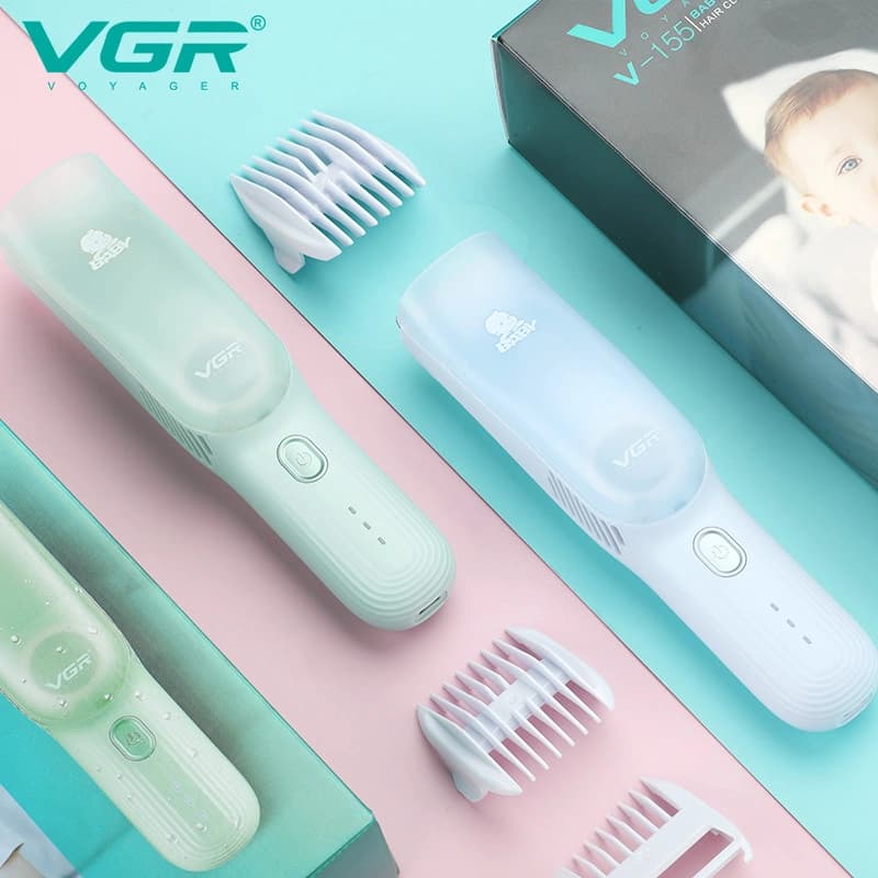 Дитяча машинка для стриження з функцією збору волосся VGR V-155 BLUE, 3 безпечні насадки, бесшумна, IPX8, фото 4