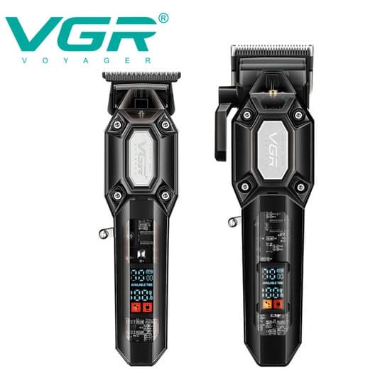Комплект VGR 2 в 1 V-600&900 BLACK, акумуляторна машинка для стрижки (clipper) і тример, 10 насадок, LED display, 7000 RPM, фото 2