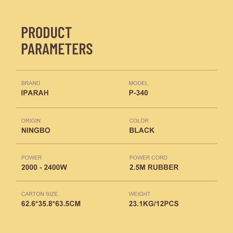 Профессиональный фен IPARAH P-340, 2 уровня обдува, 3 уровня температуры, 2000-2400W, фото 10