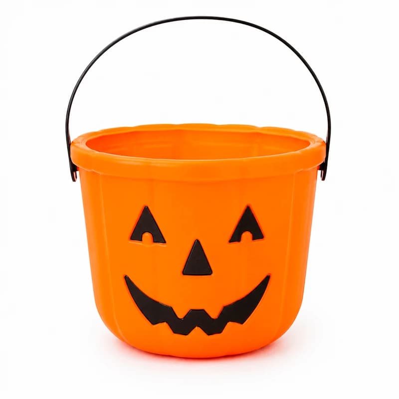 Помаранчевий пластиковий кошик для цукерок Гарбуз 18см