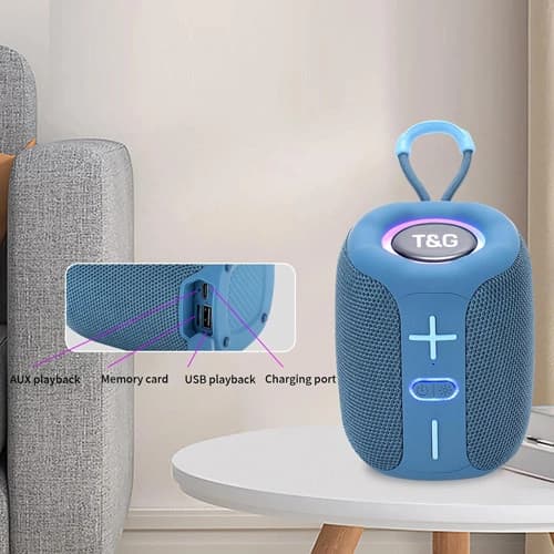 Bluetooth-колонка TG658 з RGB ПІДСВІЧУВАННЯМ, speakerphone, радіо, blue — фото 3