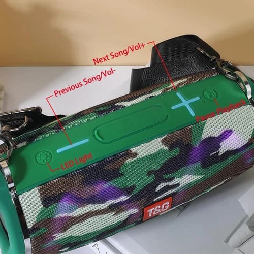 Bluetooth-колонка TG642 з RGB ПІДСВІЧУВАННЯМ, speakerphone, радіо, camouflage — фото 3