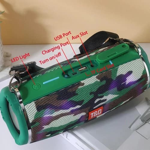 Bluetooth-колонка TG642 з RGB ПІДСВІЧУВАННЯМ, speakerphone, радіо, camouflage — фото 4