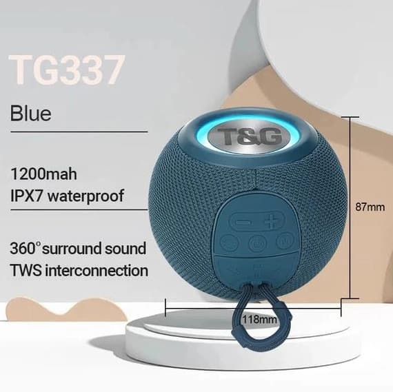 Bluetooth-колонка TG337 з RGB ПІДСВІЧУВАННЯМ, speakerphone, радіо, blue — фото 3