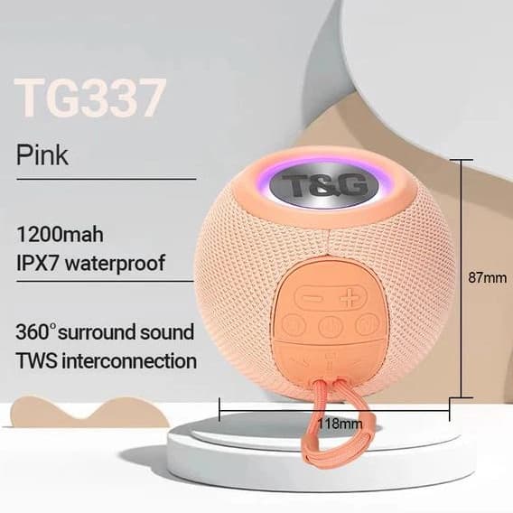Bluetooth-колонка TG337 з RGB ПІДСВІЧУВАННЯМ, speakerphone, радіо, pink — фото 6