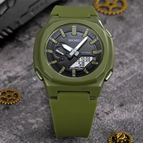 Годинники наручні 2091AGWT SKMEI, ARMY GREEN-WHITE — фото 2