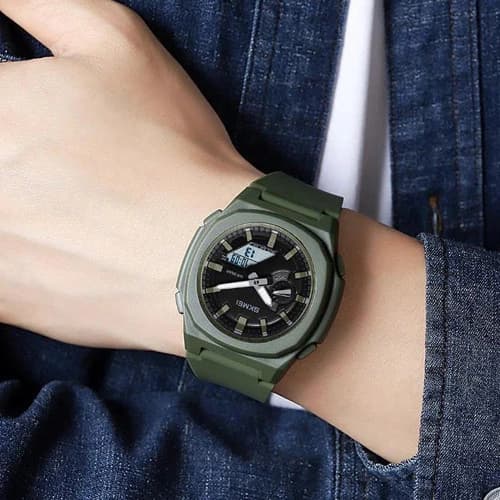 Годинники наручні 2091AGWT SKMEI, ARMY GREEN-WHITE — фото 3