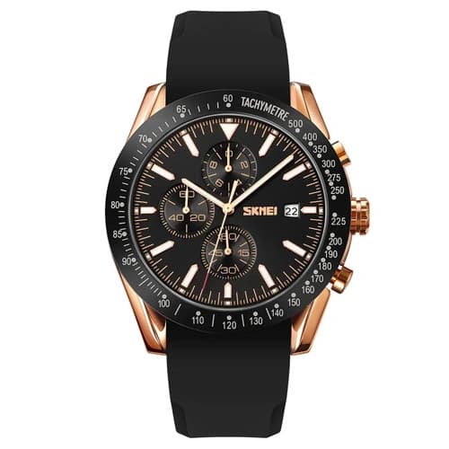 Годинники наручні 9253PRGBK SKMEI, ROSE GOLD/BLACK-SILICONE STRAP — фото 1