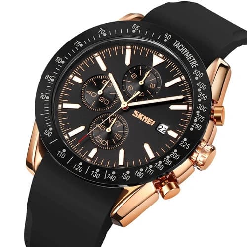 Годинники наручні 9253PRGBK SKMEI, ROSE GOLD/BLACK-SILICONE STRAP — фото 2