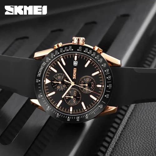Годинники наручні 9253PRGBK SKMEI, ROSE GOLD/BLACK-SILICONE STRAP — фото 3