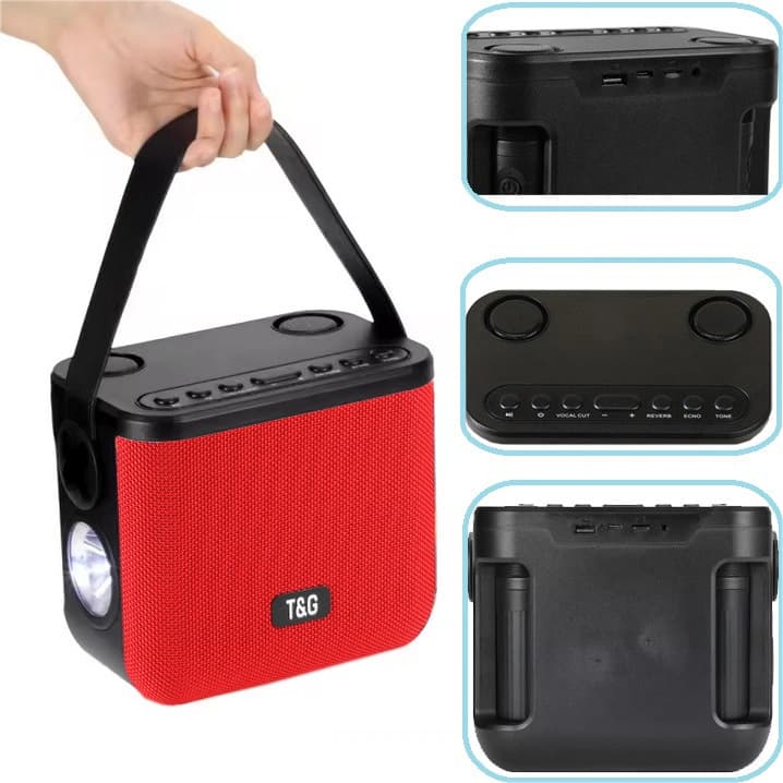 Bluetooth-колонка TG545DK, c функцією speakerphone, радіо, red, 2 мікрофони, ліхтар — фото 5