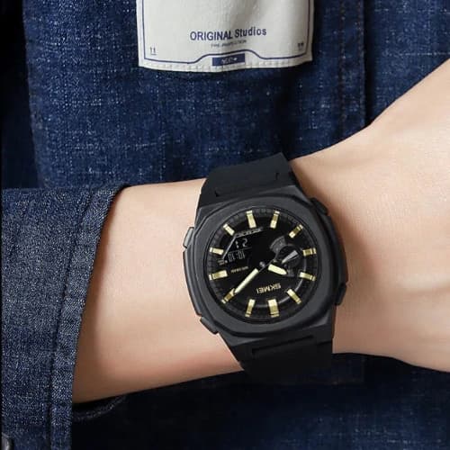 Годинники наручні 2091BKGDBK SKMEI, BLACK/GOLD-BLACK — фото 3
