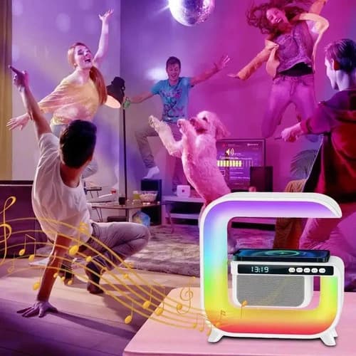 Light Sound Machine XM-G3, RGB нічник, годинник, бездротова зарядка, Bluetooth колонка — фото 4