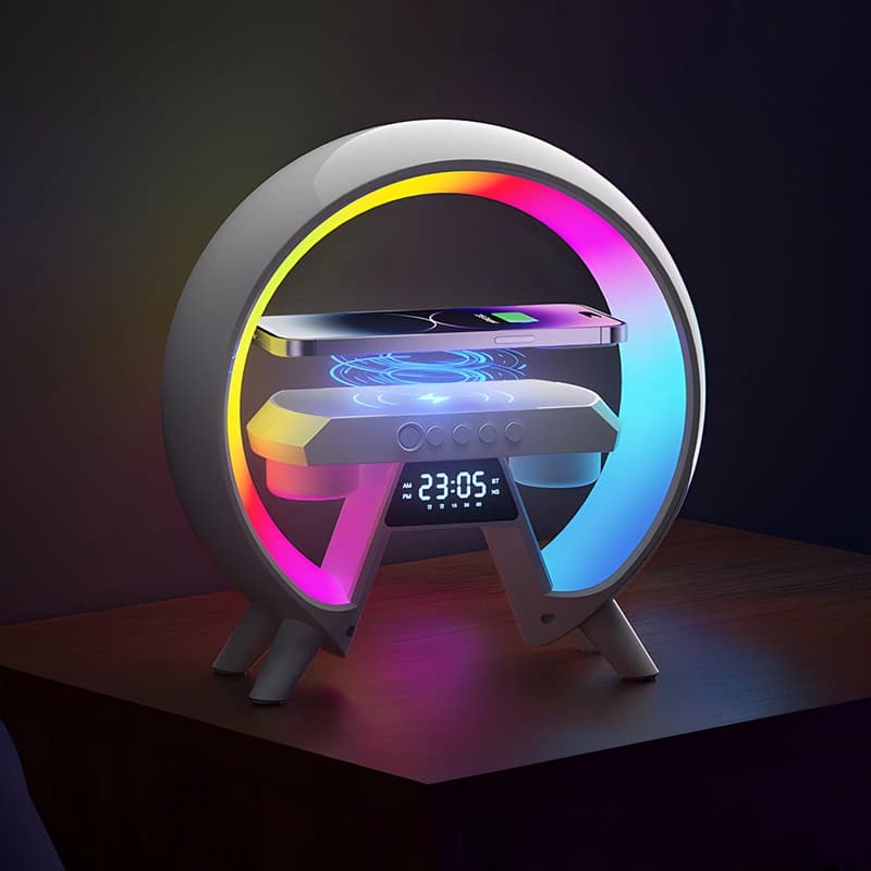 Light Sound Machine XM-X63, RGB нічник, годинник, бездротова зарядка, Bluetooth колонка — фото 4
