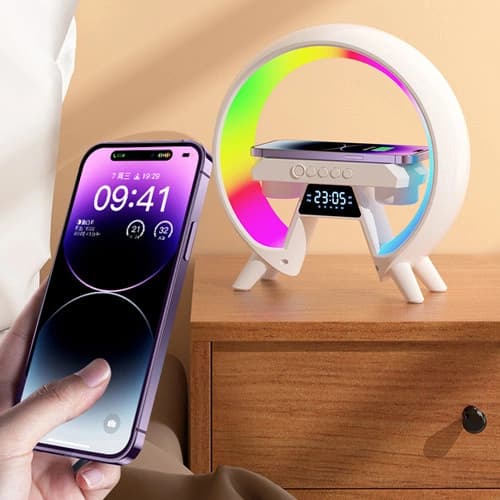 Light Sound Machine XM-X63, RGB нічник, годинник, бездротова зарядка, Bluetooth колонка — фото 8