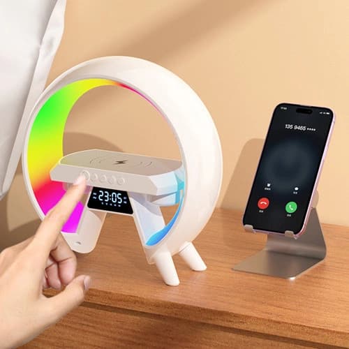 Light Sound Machine XM-X63, RGB нічник, годинник, бездротова зарядка, Bluetooth колонка — фото 9