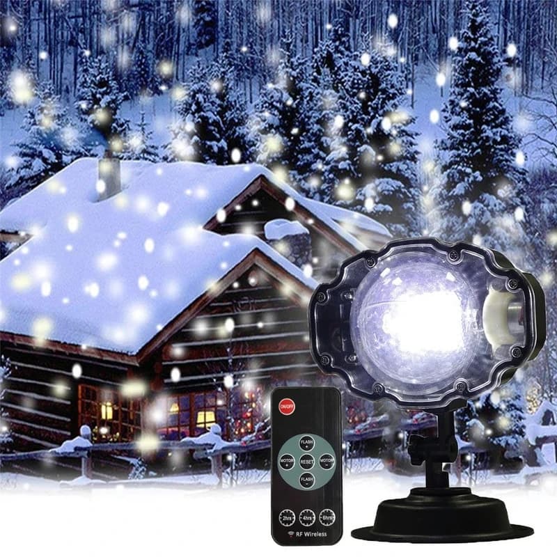 Світлодіодний лазерний проектор Star Shower Snow 809-white, будинок + вулиця, 2 кронштейни, Waterproof — фото 2