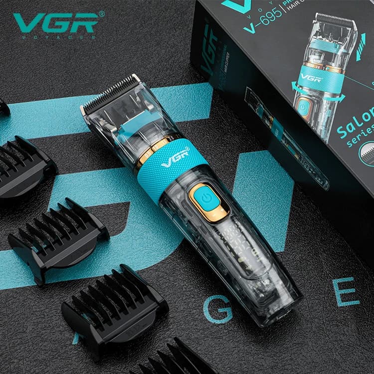 Акумуляторна машника для стриження (clipper) VGR V-695, 6 насадок, регулятор висоти, LED display — фото 2
