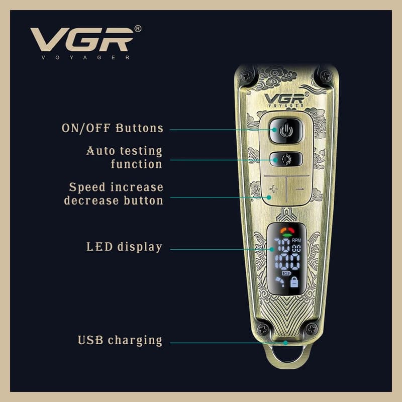 Тример VGR V-901, 4 насадки, LED display — фото 5