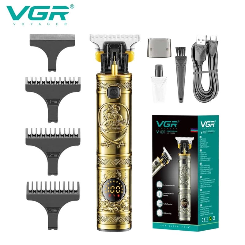Тример VGR V-097 GOLD, 3 насадки, LED display