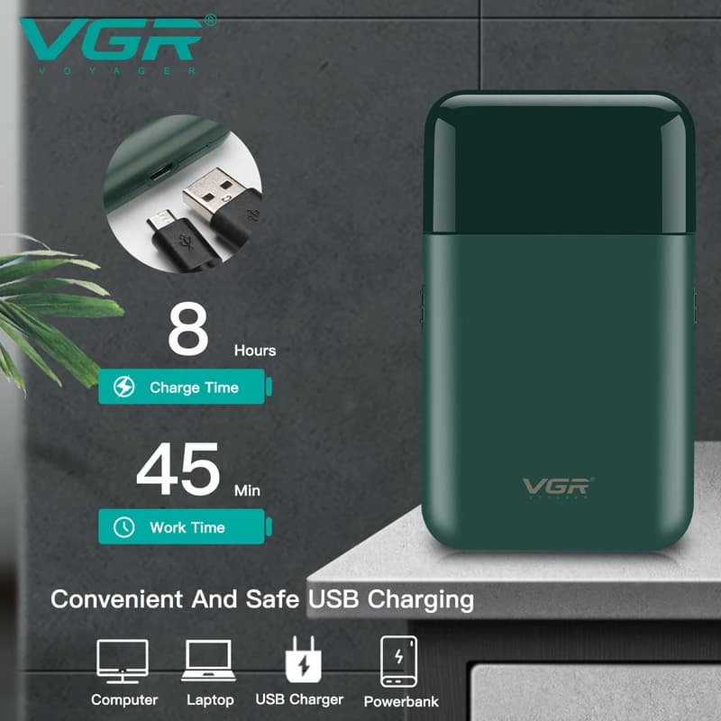 Електробритва VGR V-390 шейвер GREEN, висувний тример — фото 4