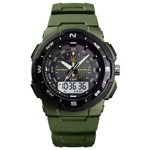 Годинники наручні 1454AG SKMEI, ARMY GREEN, UKRAINE
