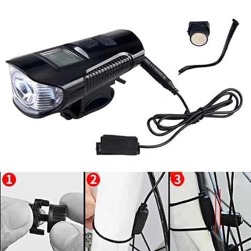 Велоліхтар з комп'ютером та сигналом XA-585-T6+2LED, виносна кнопка, Waterproof, Li-Ion акумулятор, ЗП microUSB — фото 9