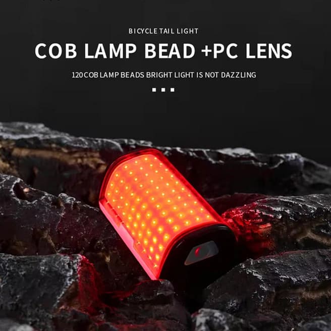 Велоліхтар WQB-514-COB(White+Red) вигнутий, Li-Ion акумулятор, ЗП Type-C — фото 4