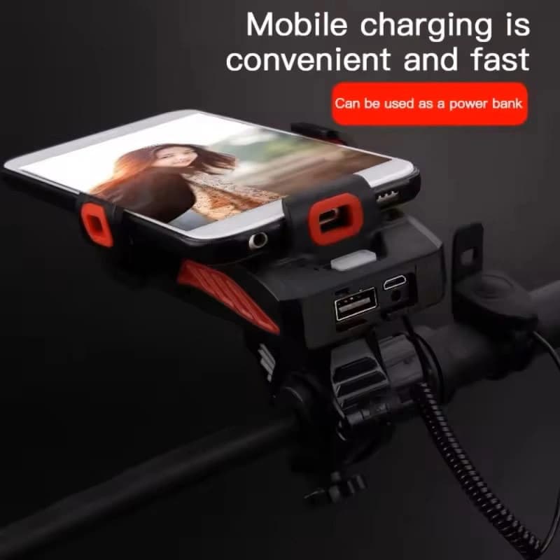Велоліхтар із сигналом та тримачем телефону LY-25-2T6(White+Yellow), Waterproof, ЗП microUSB, Li-Ion акумулятор — фото 6