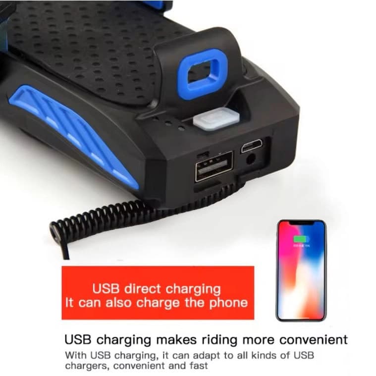 Велоліхтар із сигналом та тримачем телефону LY-25-2T6(White+Yellow), Waterproof, ЗП microUSB, Li-Ion акумулятор — фото 9